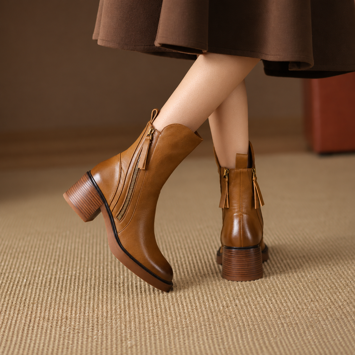 Botines Mujer Tacón Grueso Elegantes