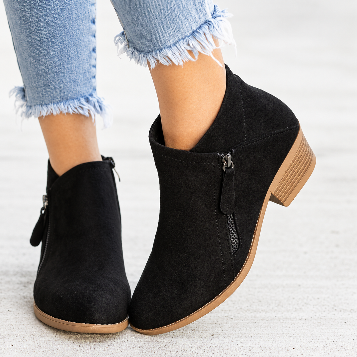 Botines Mujer Ante Tacón Grueso