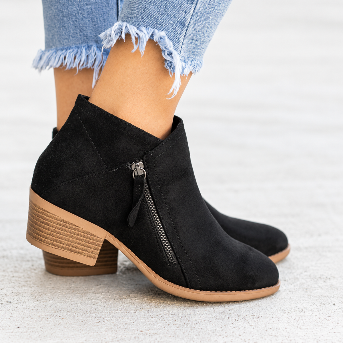 Botines Mujer Ante Tacón Grueso