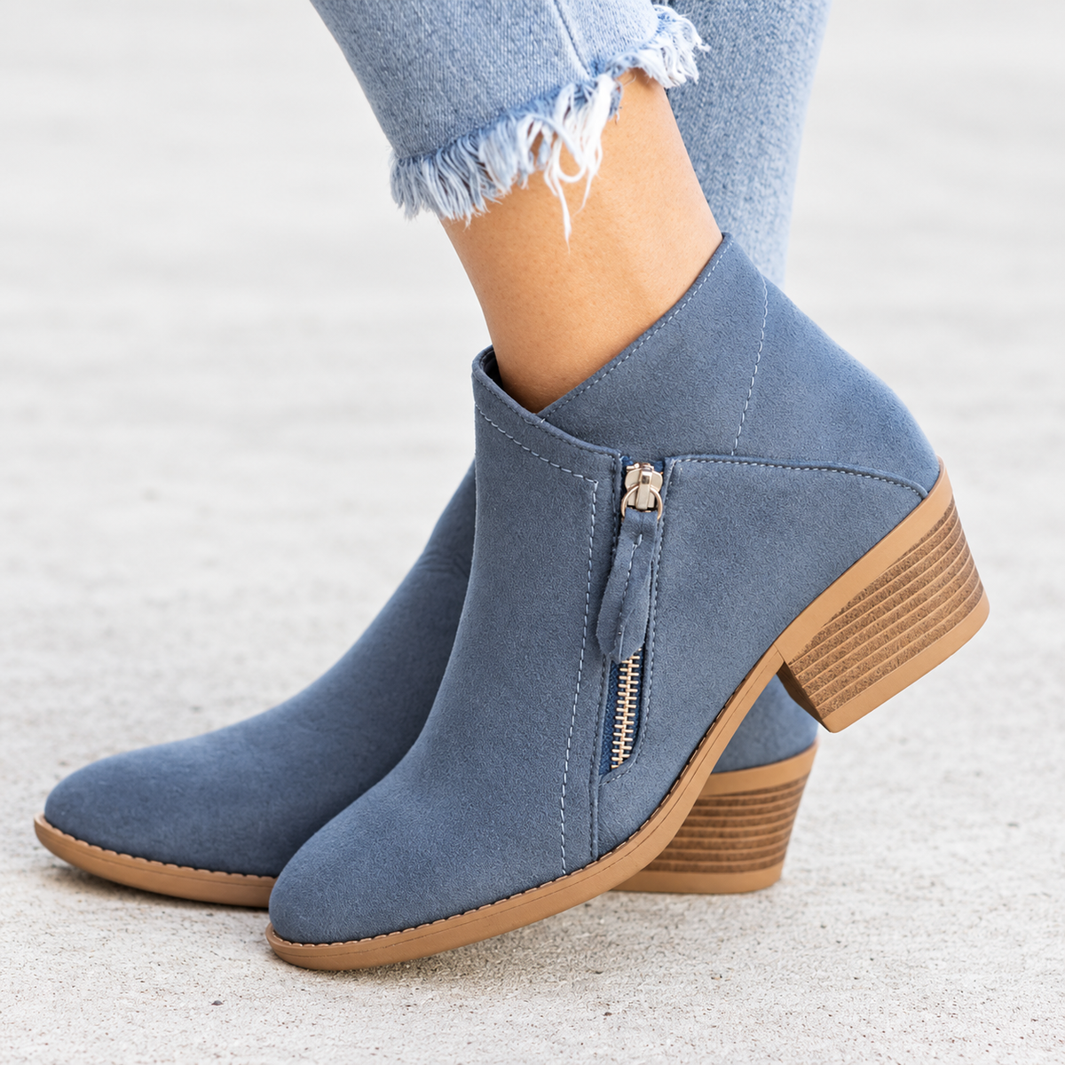 Botines Mujer Ante Tacón Grueso