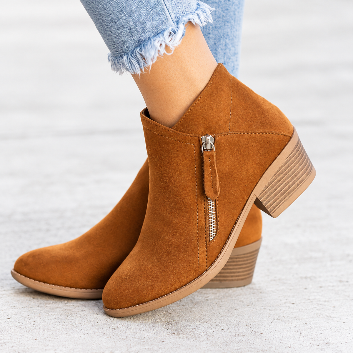 Botines Mujer Ante Tacón Grueso