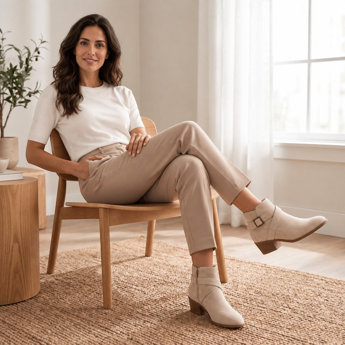 Botines Mujer Ante Tacón Bloque