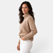 Jersey Mujer de Cuello Alto con Botones en los Puños