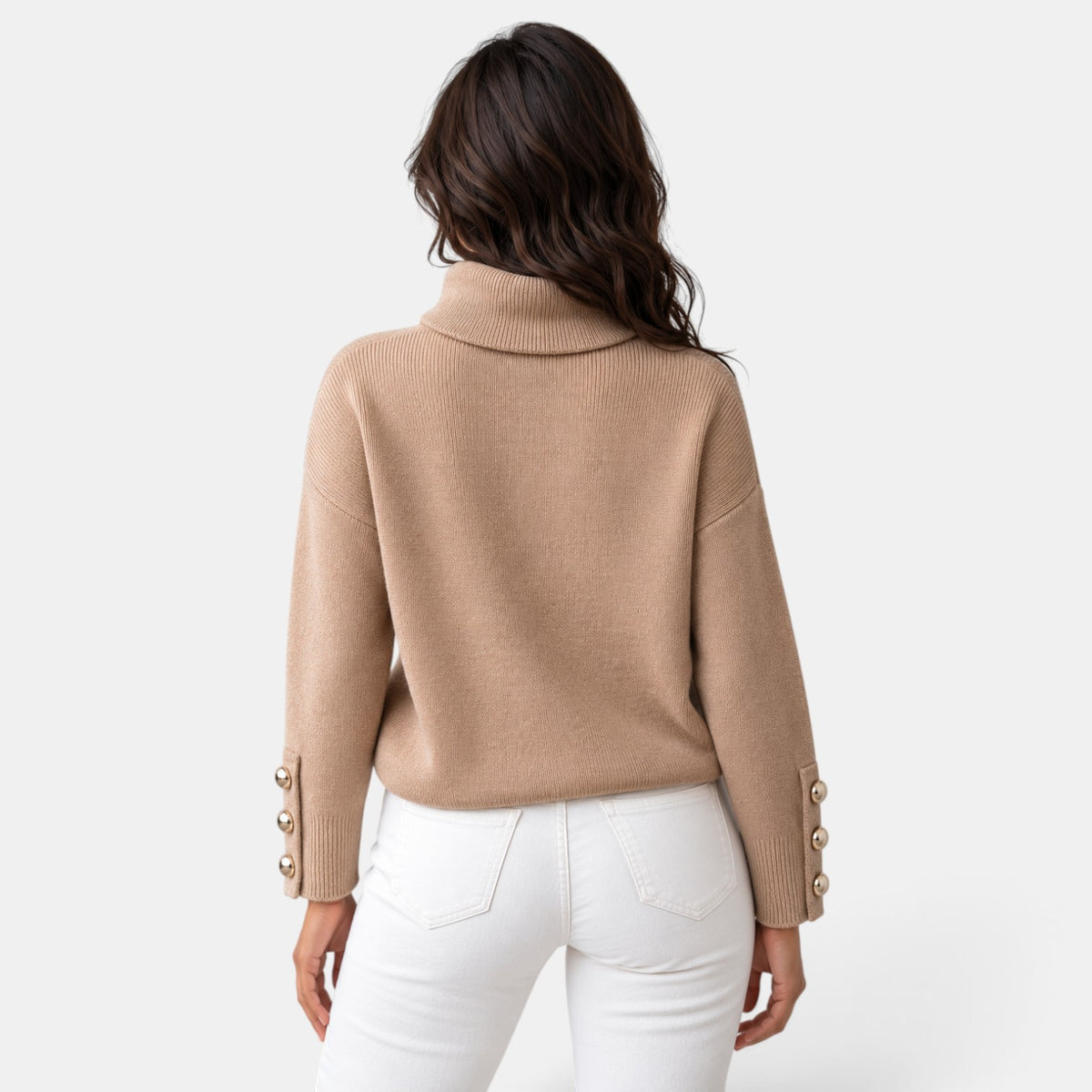 Jersey Mujer de Cuello Alto con Botones en los Puños
