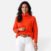 Jersey Mujer de Cuello Alto con Botones en los Puños
