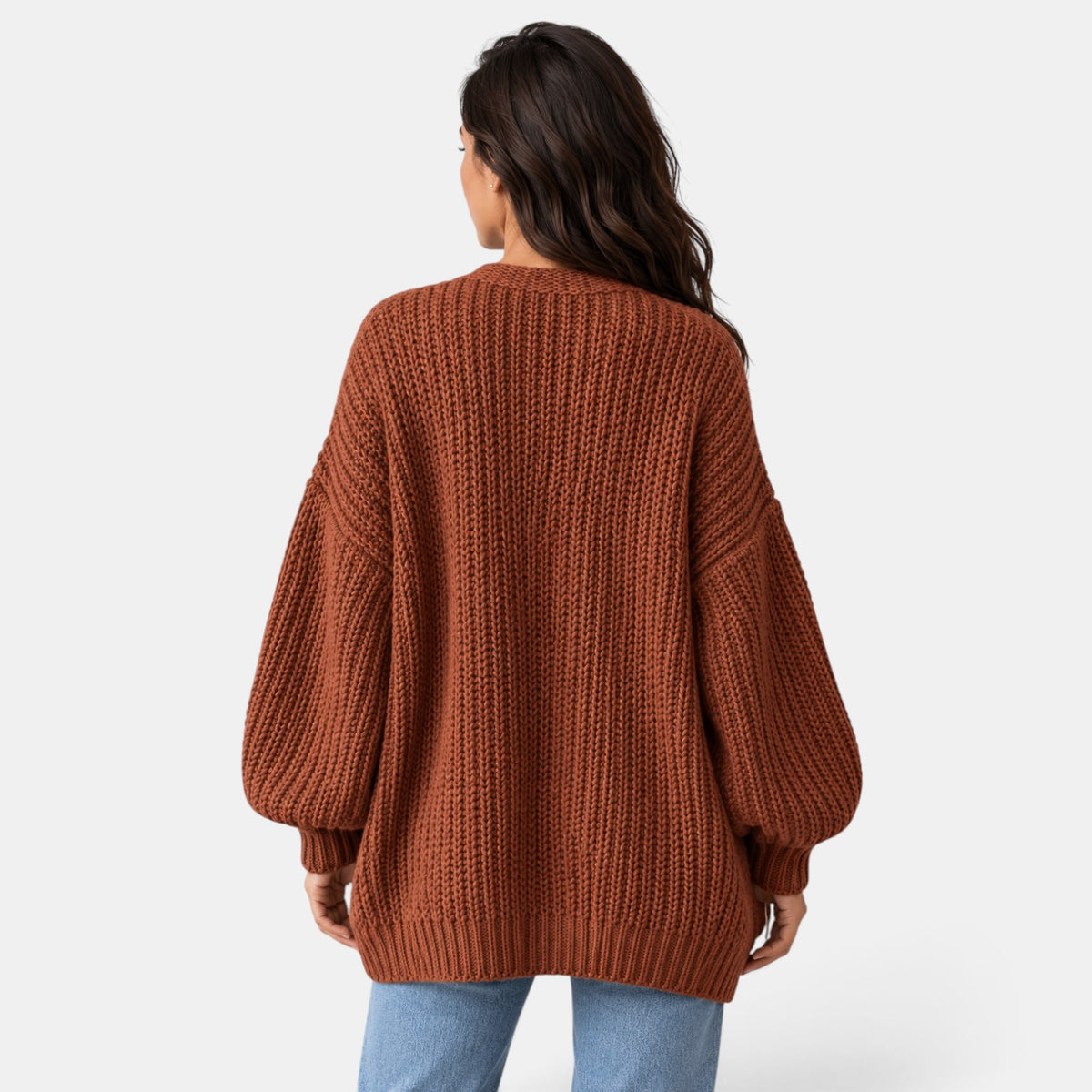 Cárdigan Mujer Oversize de Punto Manga Larga