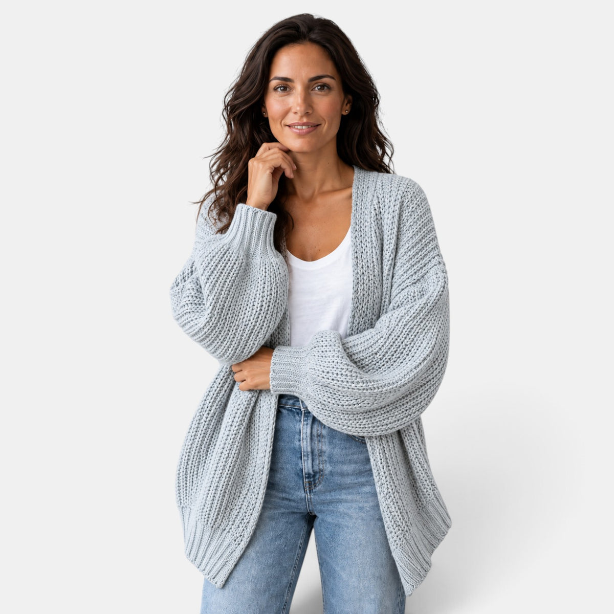 Cárdigan Mujer Oversize de Punto Manga Larga