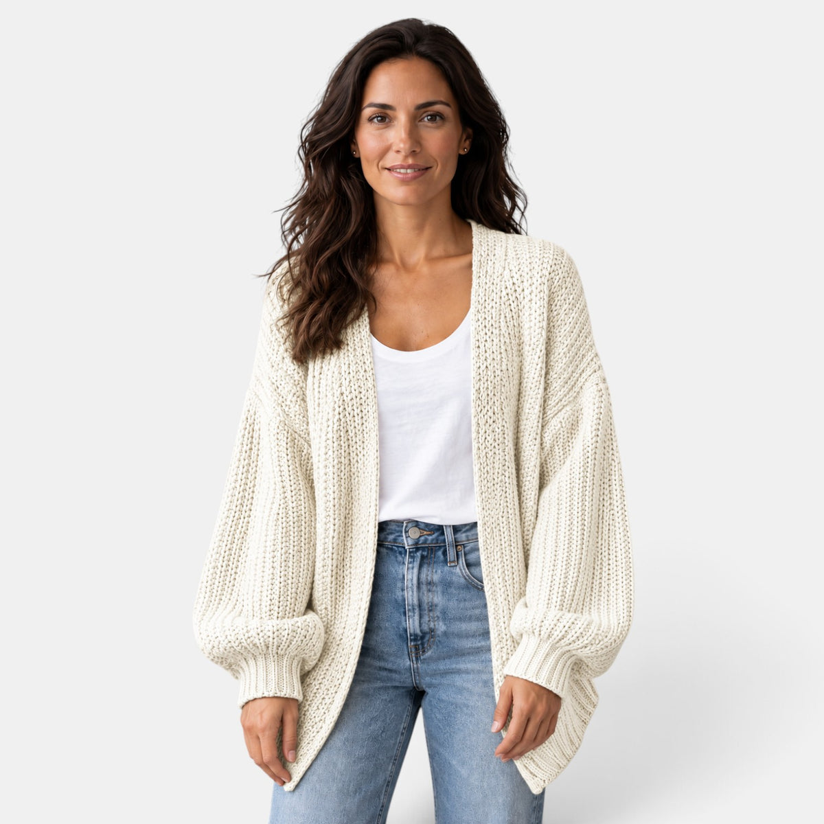 Cárdigan Mujer Oversize de Punto Manga Larga