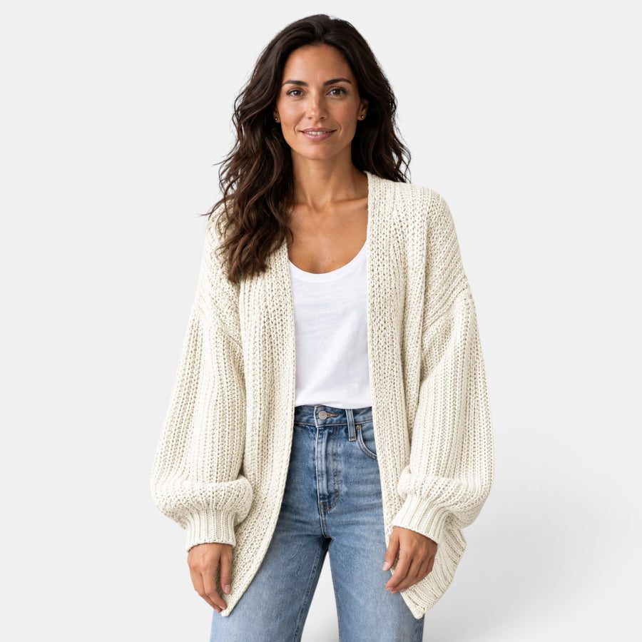Cárdigan Mujer Oversize de Punto Manga Larga