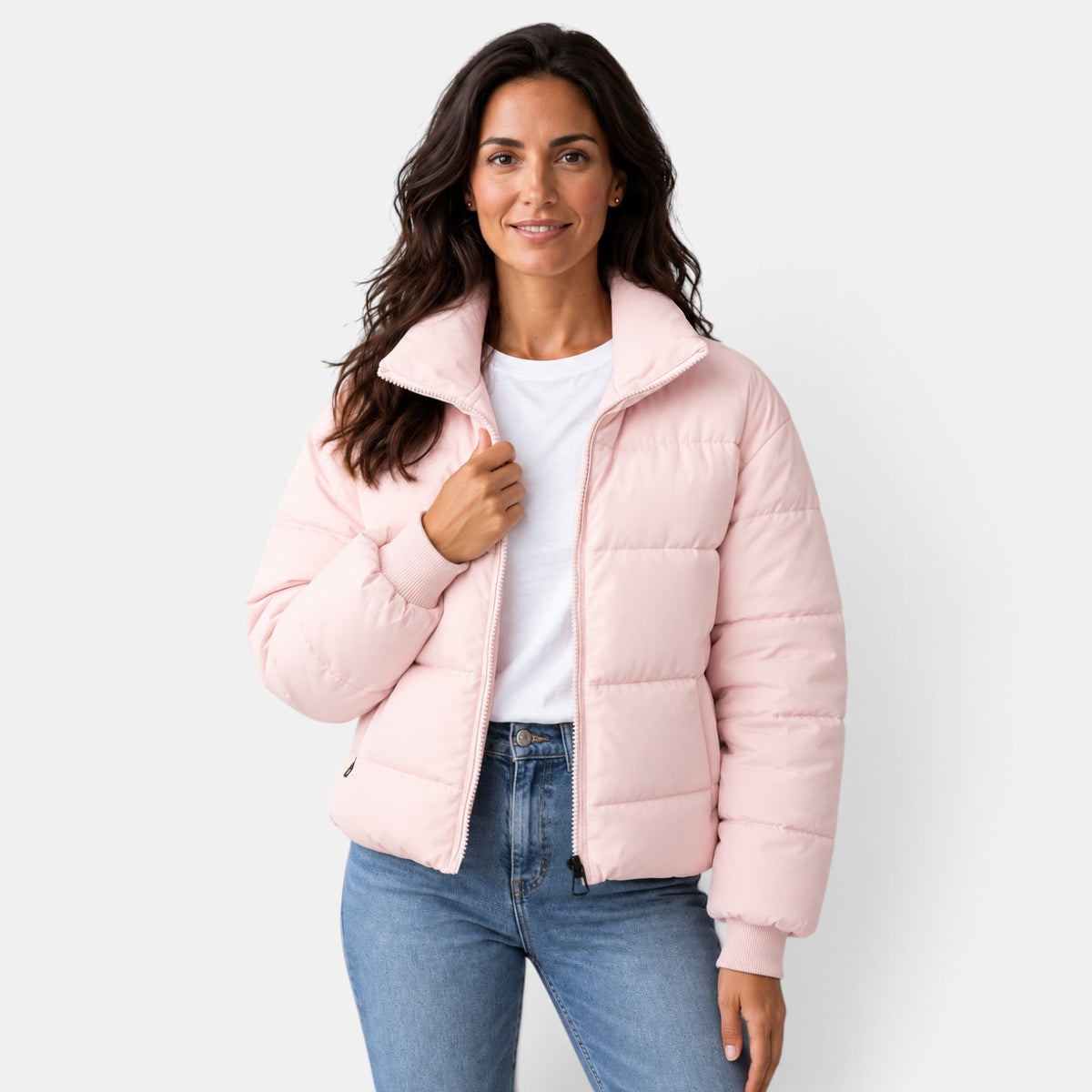 Chaqueta Acolchada Corta Mujer Cuello Alto