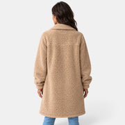 Chaqueta Teddy Mujer Beige Oversize Larga