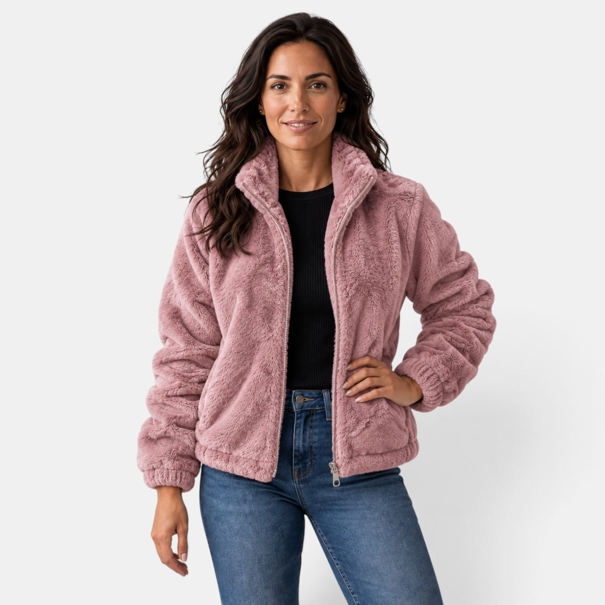 Chaqueta Mujer Teddy Bomber con Cremallera