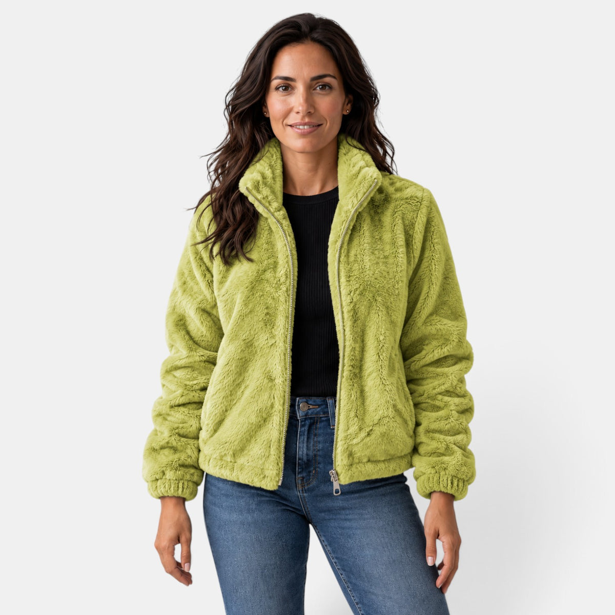 Chaqueta Mujer Teddy Bomber con Cremallera