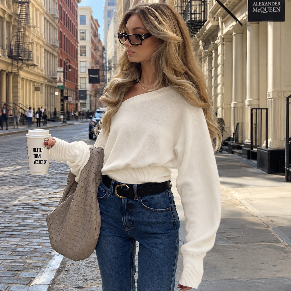 Jersey Mujer Hombros Descubiertos Punto Bajo Canalé