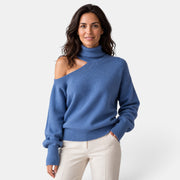 Jersey Mujer Cuello Alto Hombro Asimétrico Descubierto