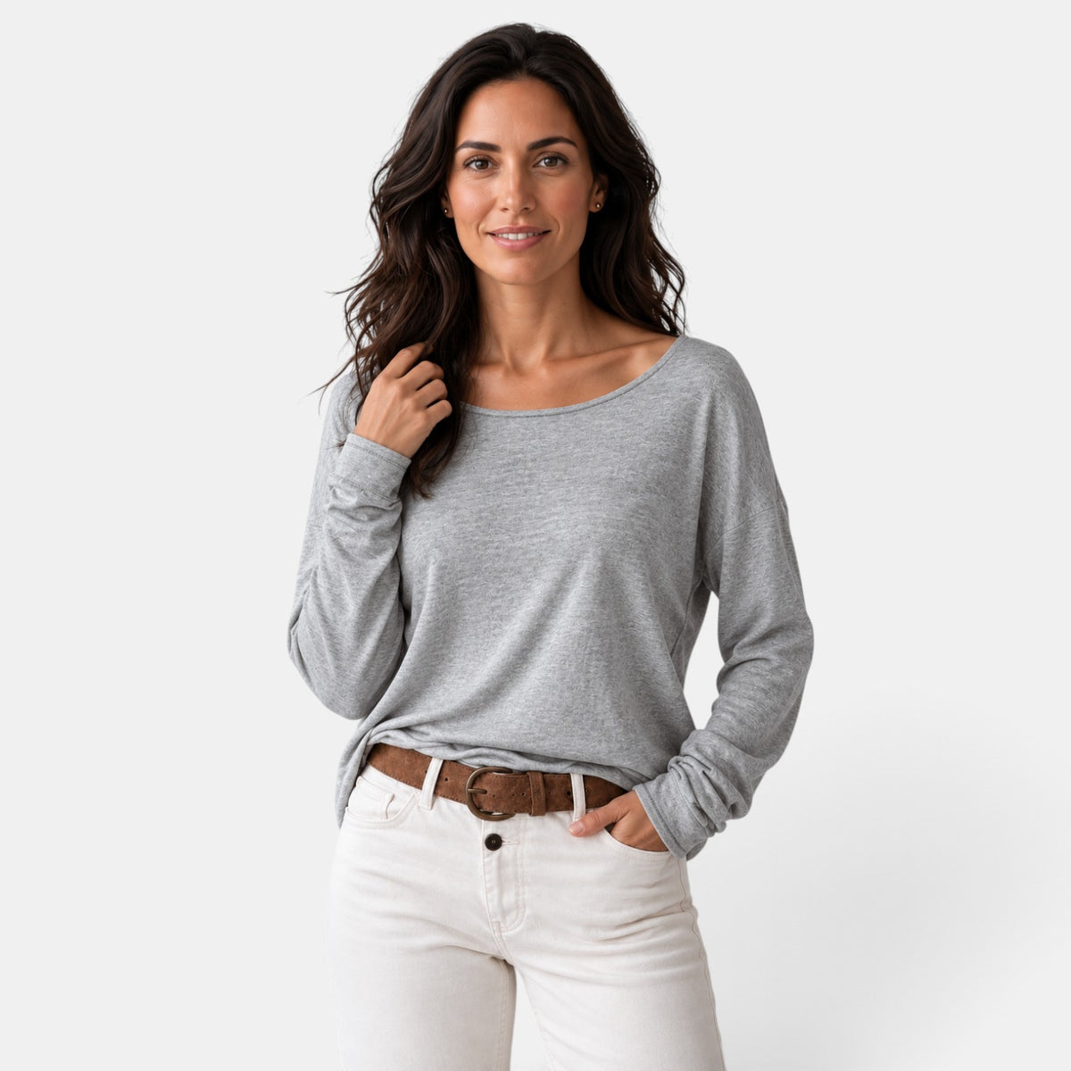 Jersey Mujer Punto Fino Cuello Redondo Ligero
