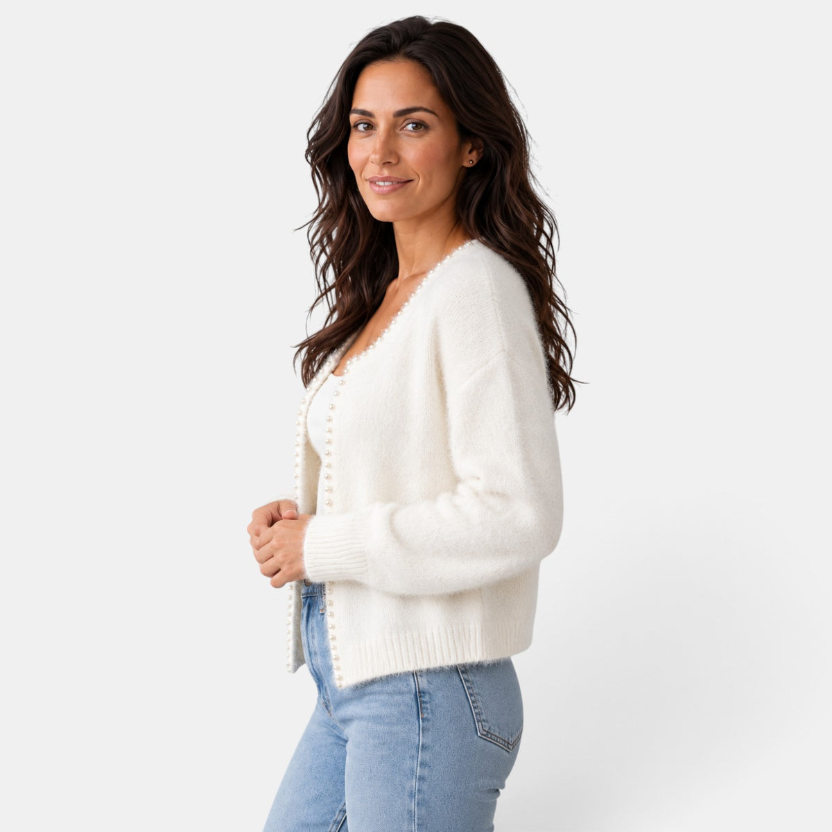 Cárdigan Mujer de Punto con Perlas
