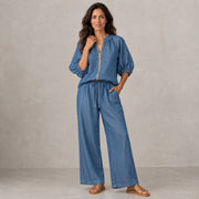 Conjunto Mujer Top con Cremallera y Pantalón Ancho
