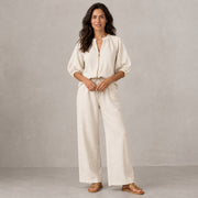 Conjunto Mujer Top con Cremallera y Pantalón Ancho