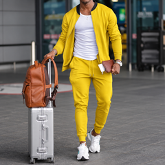 Men's Casual 2-Piece Set - Long Sleeve Tee and Matching Pants