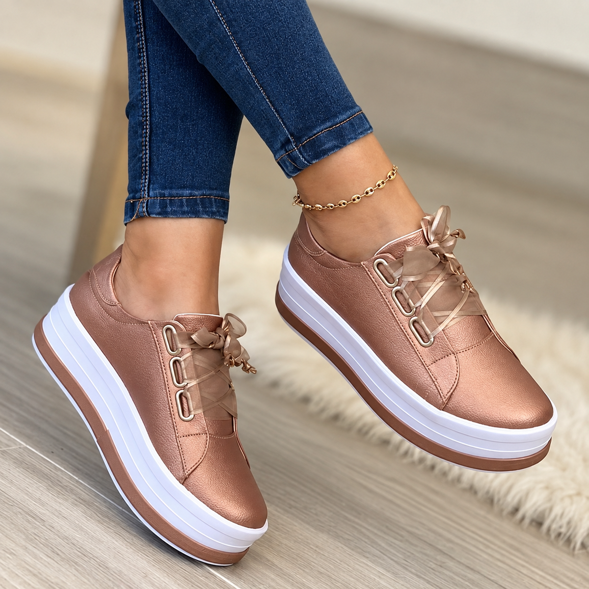Women's Platform Sneakers with Bows