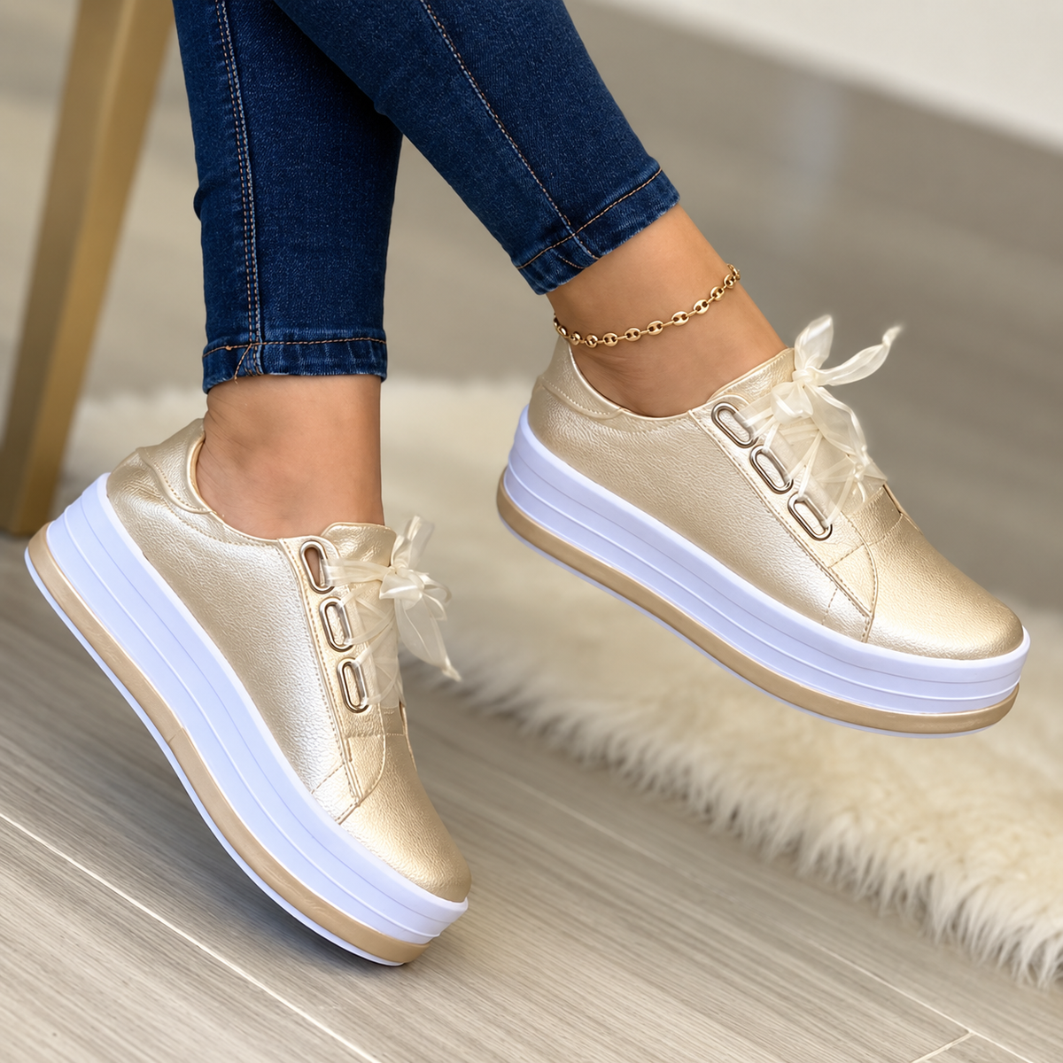 Women's Platform Sneakers with Bows
