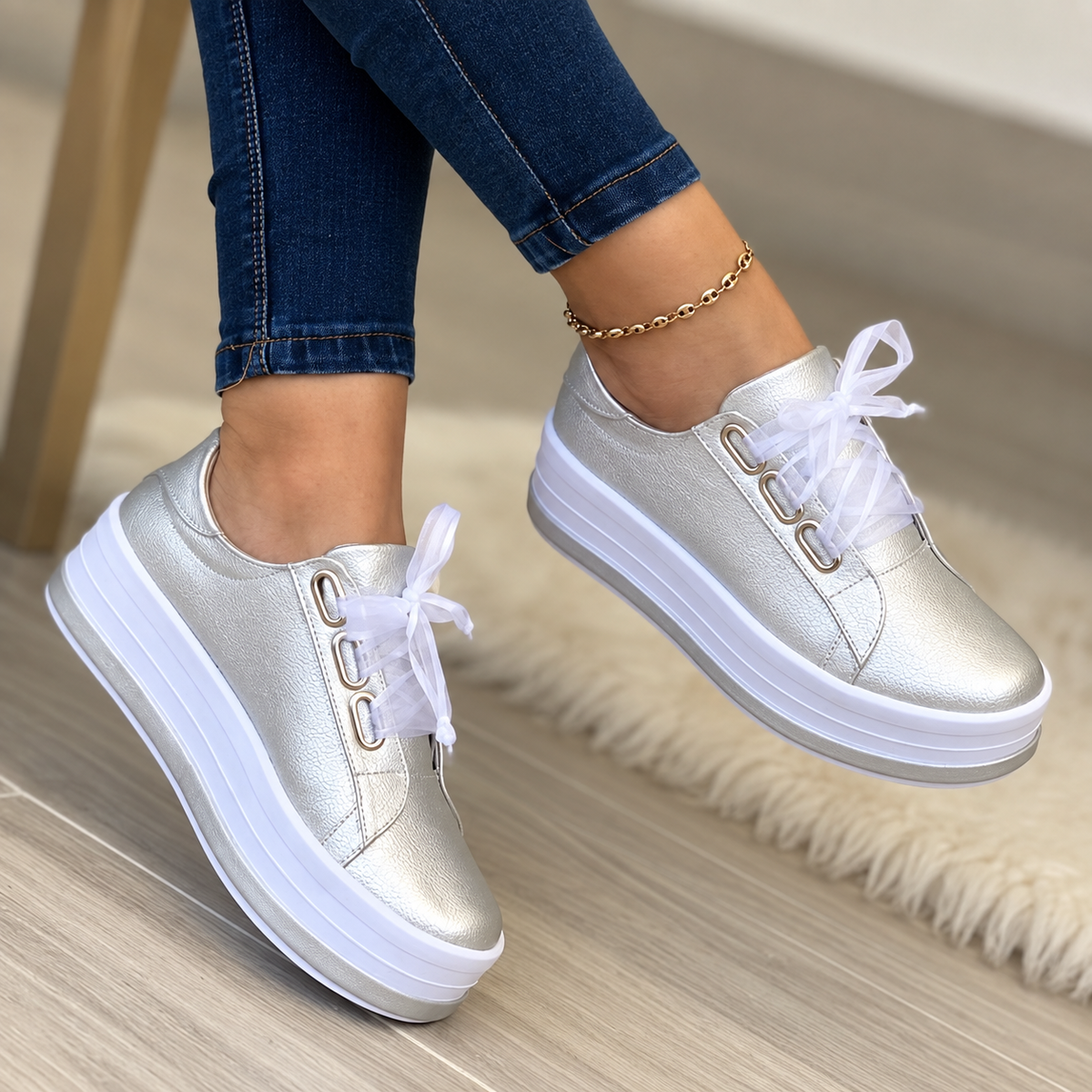 Women's Platform Sneakers with Bows