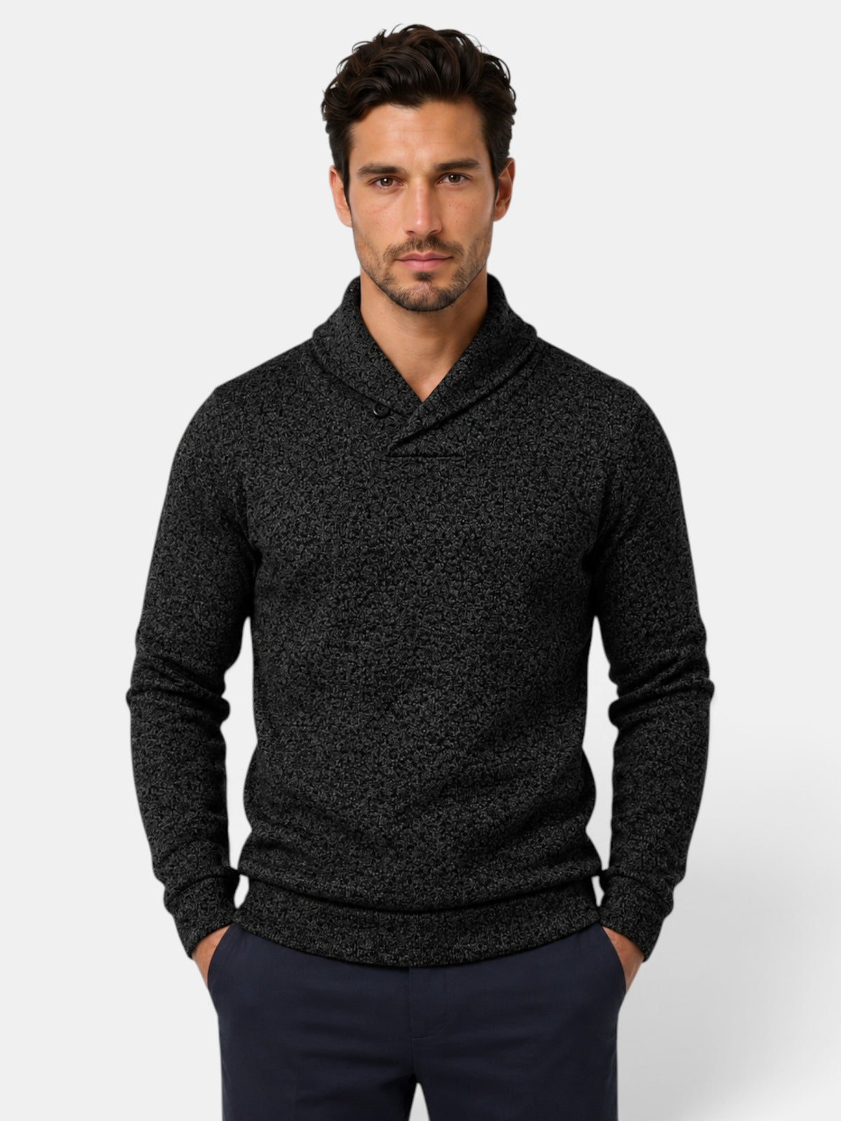 Sudadera Hombre Cuello Alto Botones