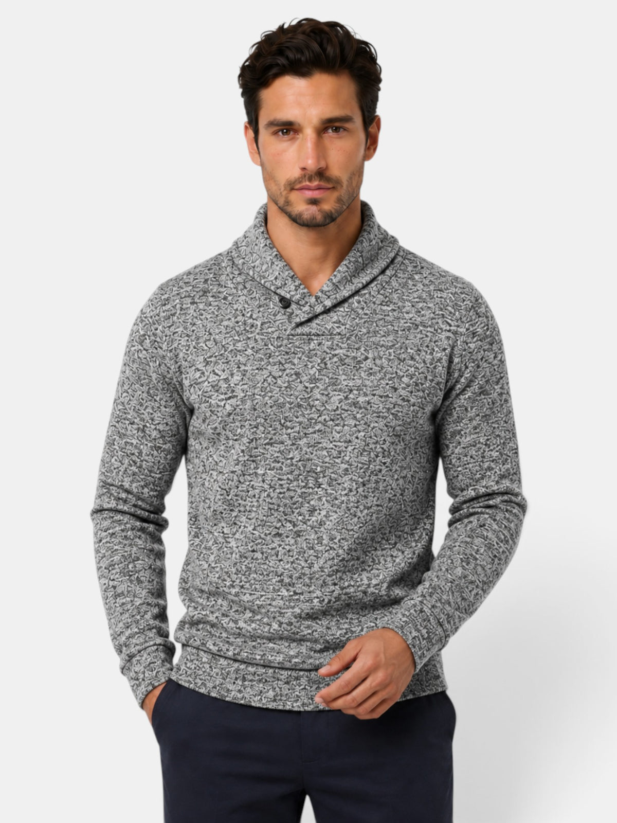 Sudadera Hombre Cuello Alto Botones