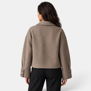 Women's Brown Quilted Jacket with Lapel