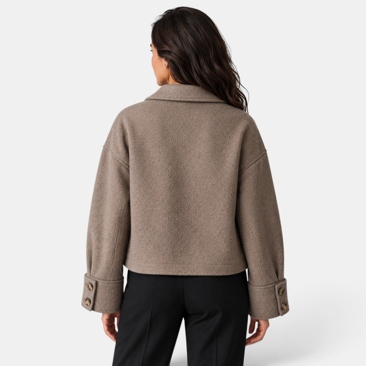 Women's Brown Quilted Jacket with Lapel