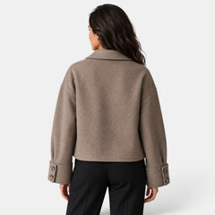Chaqueta Mujer Marrón Acolchada con Solapa