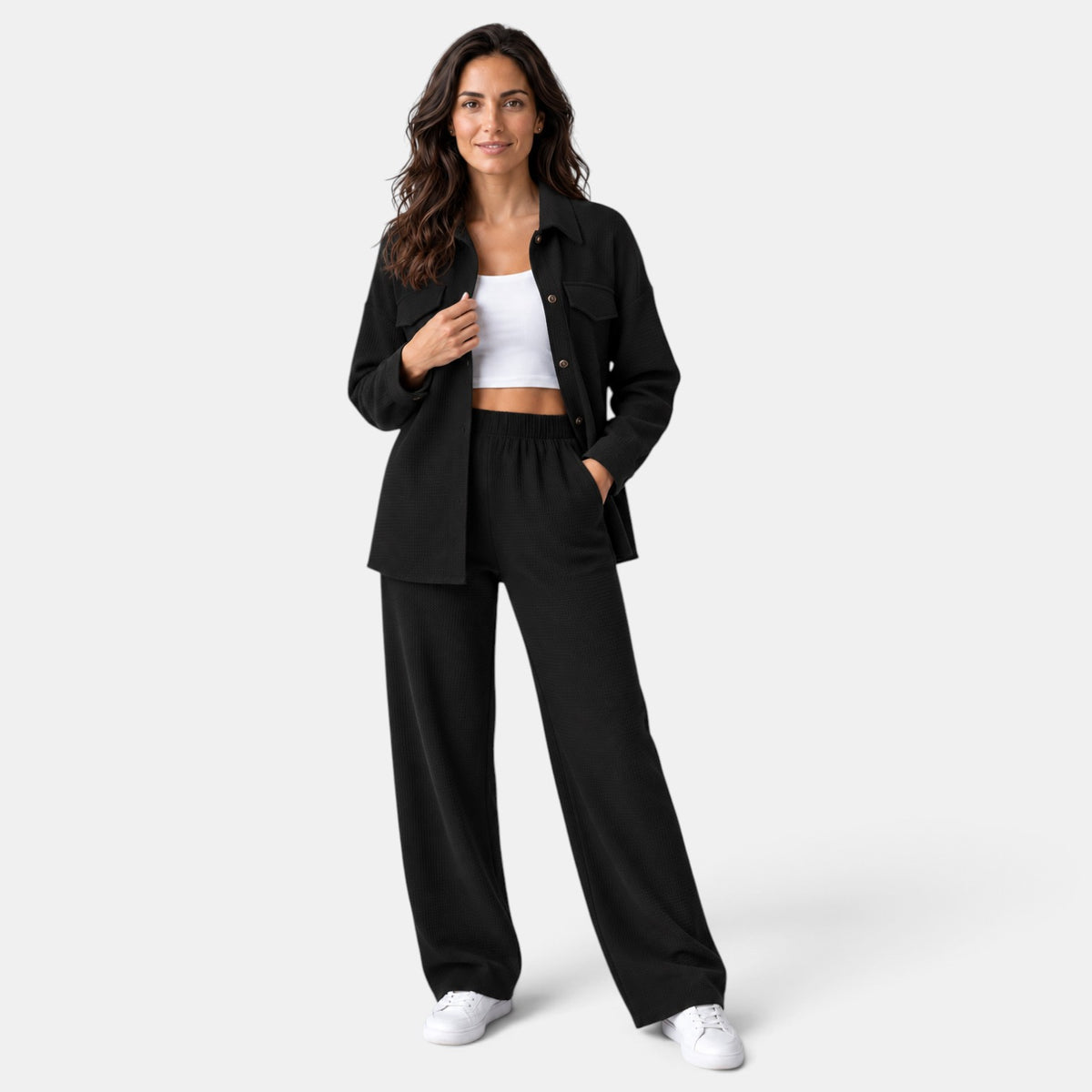 Conjunto Mujer con Cárdigan de Solapa