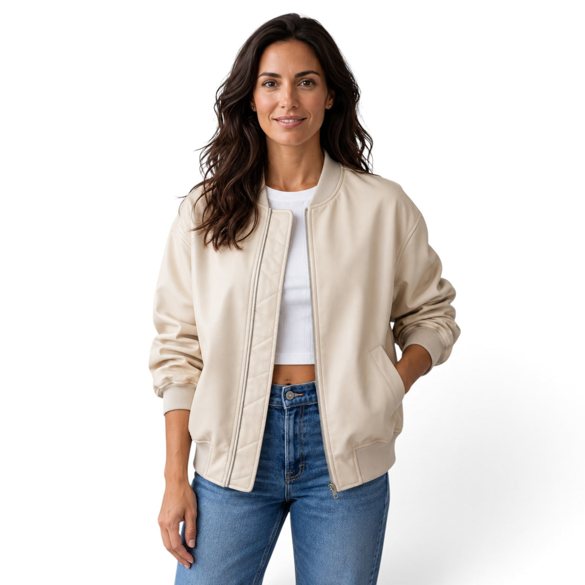 Chaqueta Cuero Mujer Bomber Motera