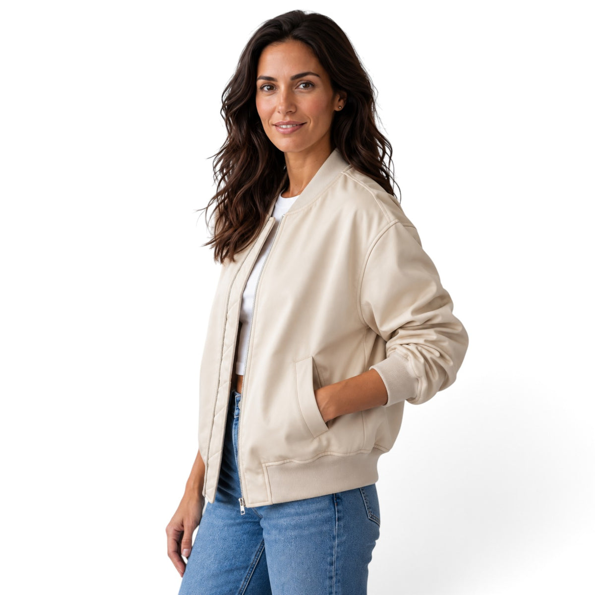 Chaqueta Cuero Mujer Bomber Motera