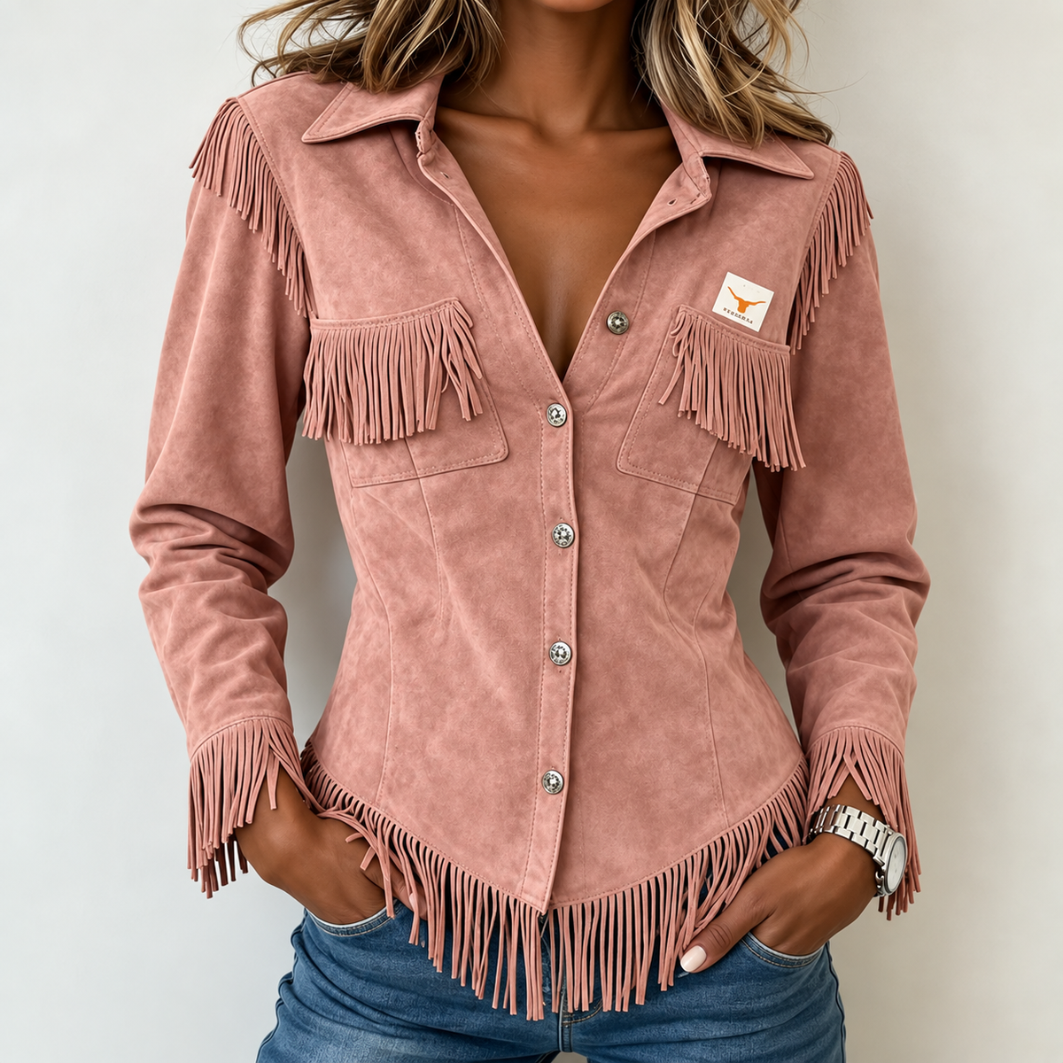 Chaqueta Ante Mujer Flecos Western