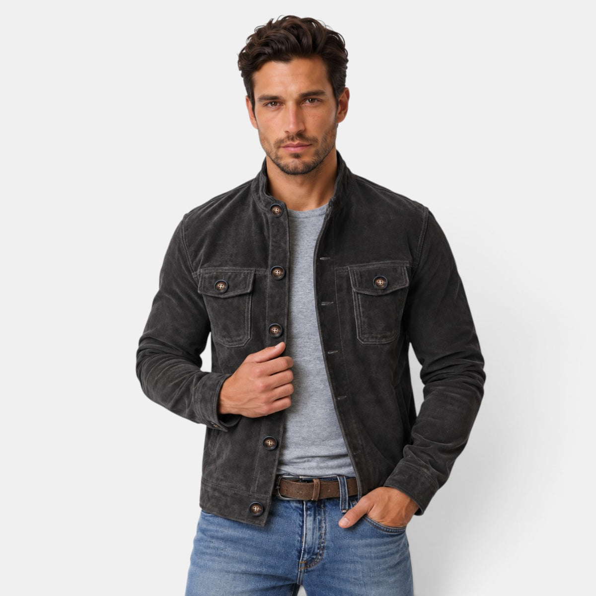 Chaqueta Hombre Ante Biker Vintage