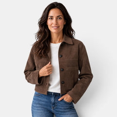 Chaqueta Ante Mujer Corta Otoño Invierno