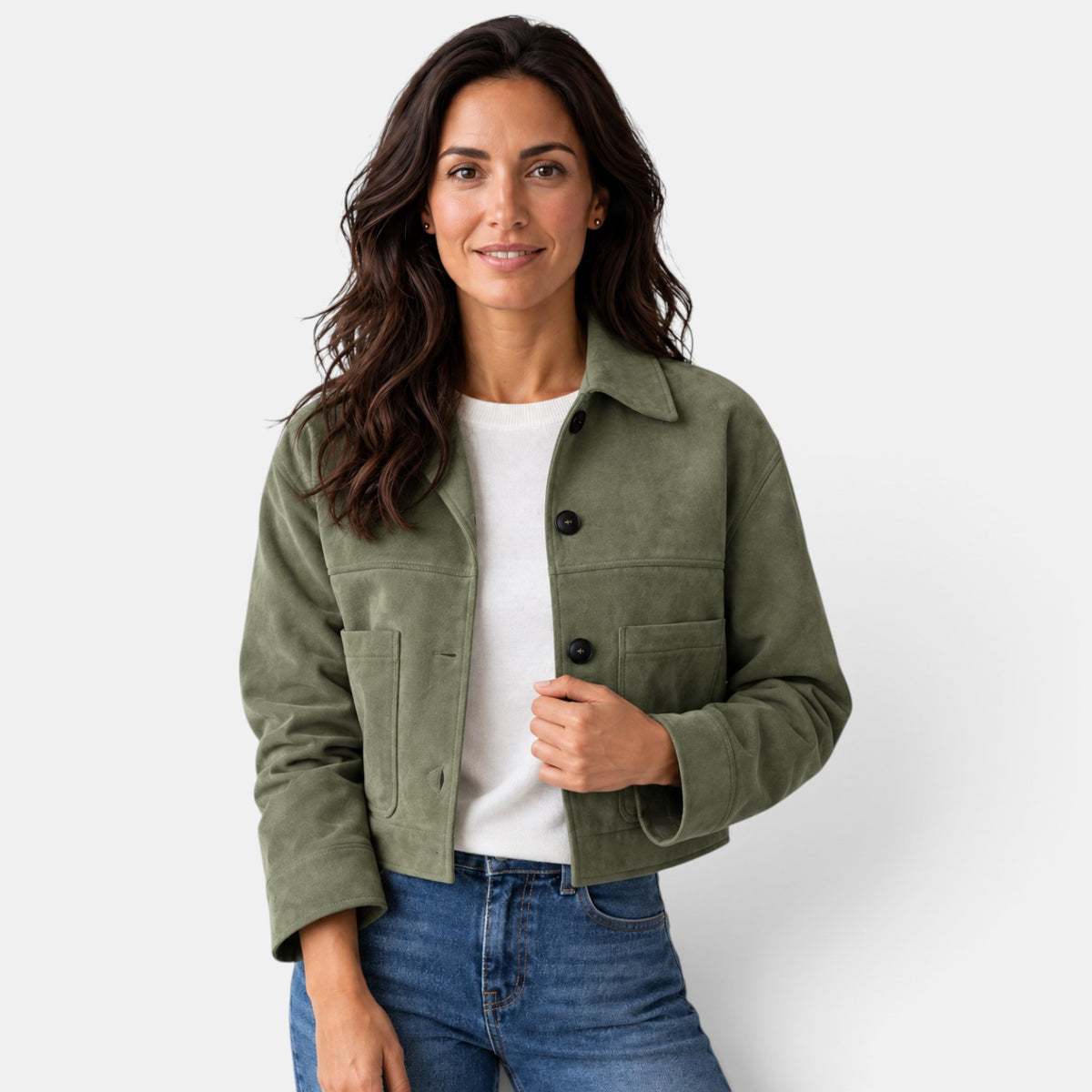 Chaqueta Ante Mujer Corta Otoño Invierno