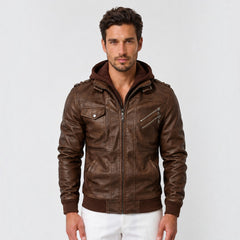 Chaqueta de Cuero Hombre Casual Premium
