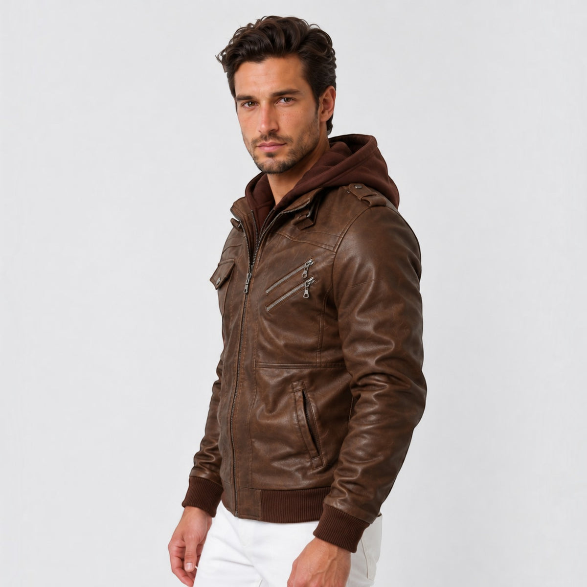 Chaqueta de Cuero Hombre Casual Premium