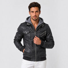 Chaqueta de Cuero Hombre Casual Premium