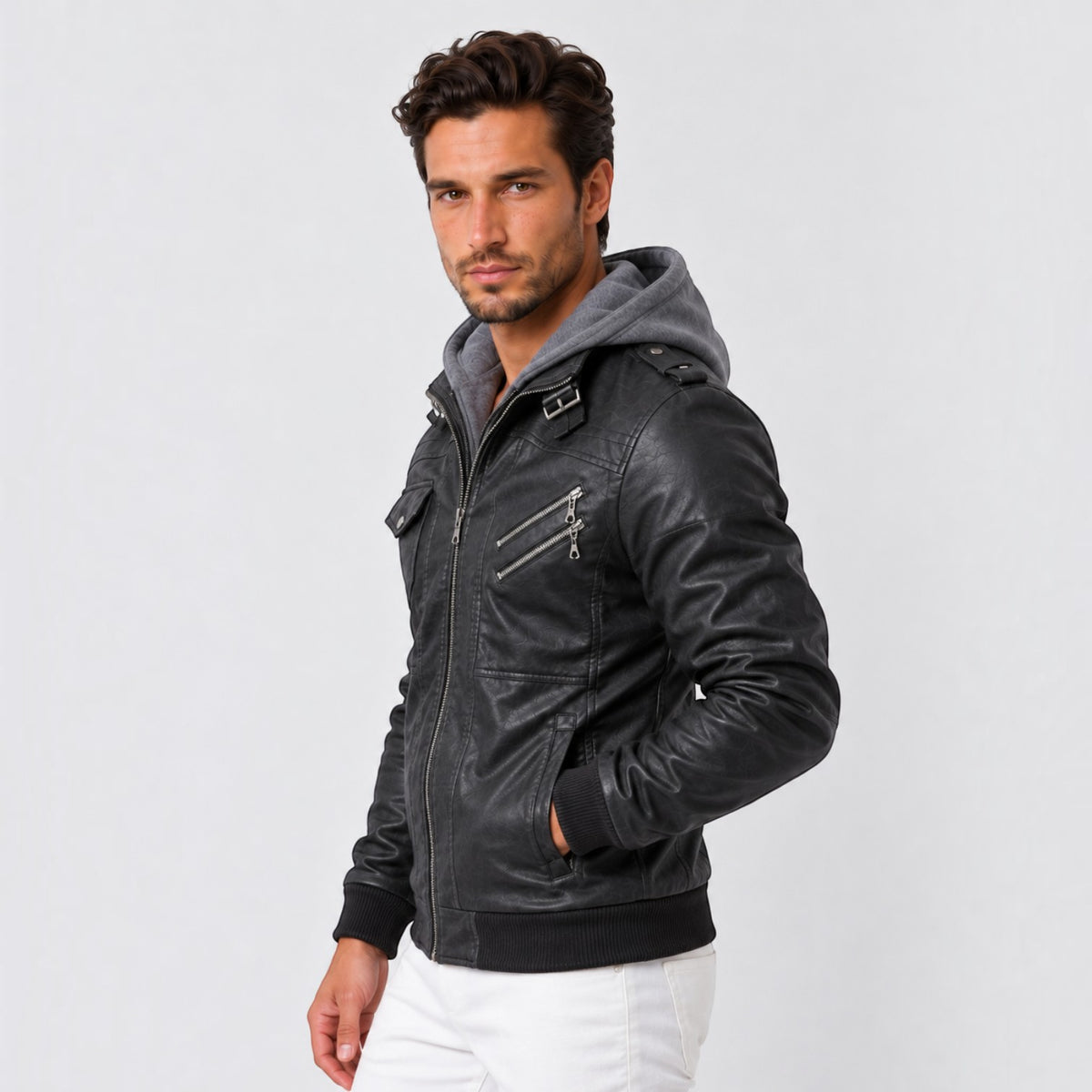 Chaqueta de Cuero Hombre Casual Premium
