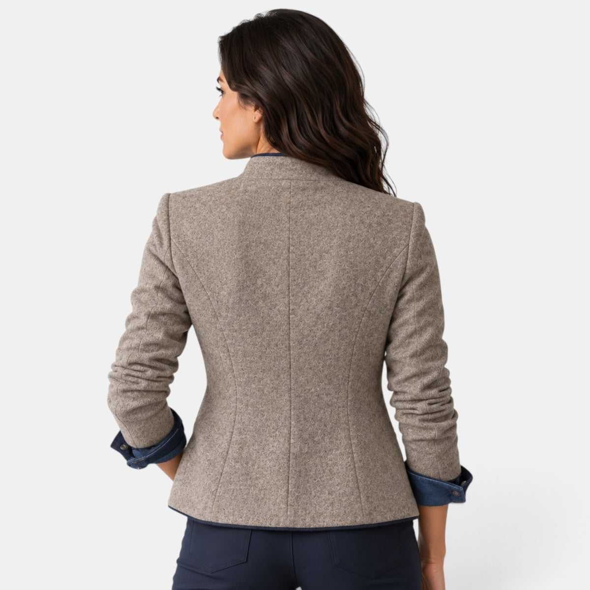 Blazer Mujer Marrón Elegante Entallada Oficina