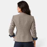 Blazer Mujer Marrón Elegante Entallada Oficina