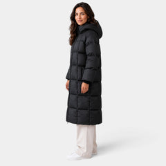 Women's Long Padded Winter Coat with Generous Hood