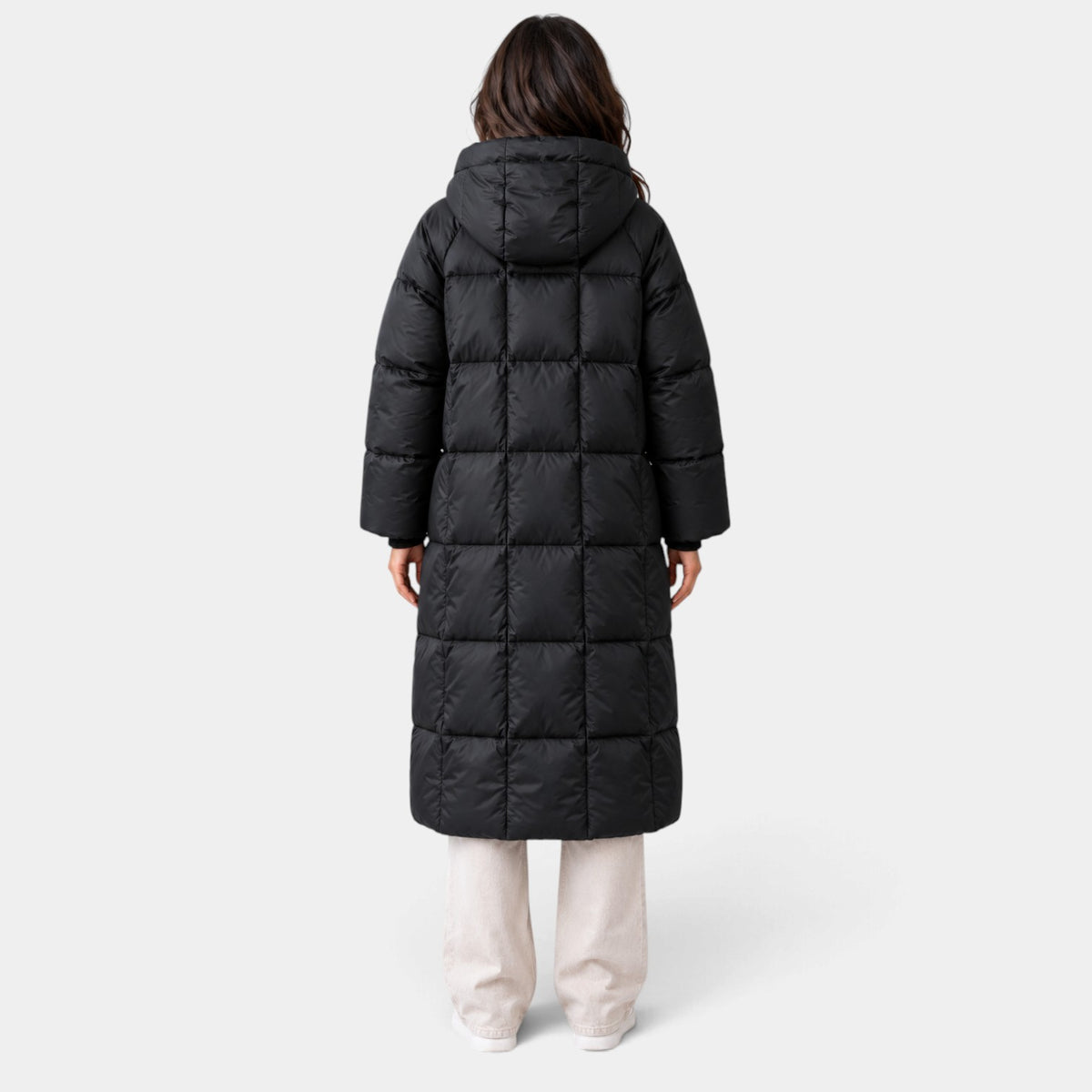 Women's Long Padded Winter Coat with Generous Hood