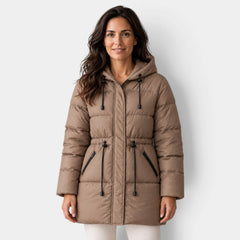 Chaqueta Mujer Acolchada con Capucha y Cordón Ajustable en la Cintura