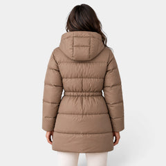 Chaqueta Mujer Acolchada con Capucha y Cordón Ajustable en la Cintura