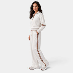 Conjunto Mujer Loungewear con Top Corto de Media Cremallera y Pantalón Ancho